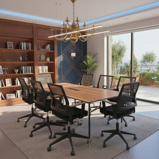 Meeting Table for 8 People with Metal Legs in Oak 215x100x75cm