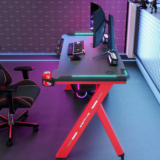 Gaming Spielbüro Holz Schwarz mit LED 120x60x74cm