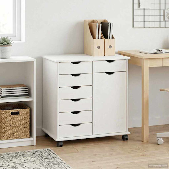 Office Drawer Made of Solid Wood Natural 63.5x39x65.5cm