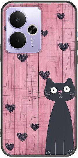 Mobile Phone Case Valentine's Day Cat Is Love Realme 14t 5g Black TPU Black Silicone