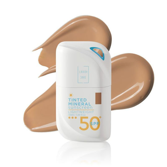 Lavish Care Gefärbte Mineralische Sonnencreme für das Gesicht SPF50 mit Schatten No3 Dunkle Farbe 50ml