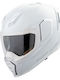 Icon Ultraflite Solid White gloss Κράνος Μηχανής Full Face ECE 22.06 με Sunvisor