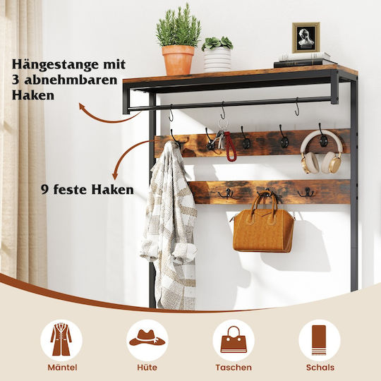 Mobilier Hol cu Suport pentru Haine Suport pentru Pantofi și Bancă Industrial 120x30x178cm