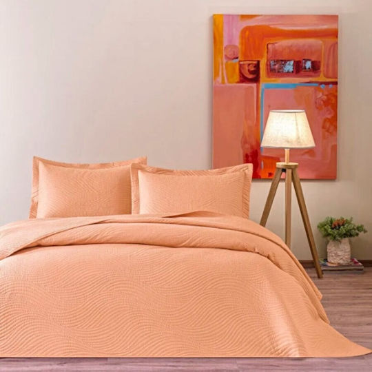 Tac Σετ Κουβερλί King Size από Πολυεστέρα Πορτοκαλί 250x260cm 3τμχ