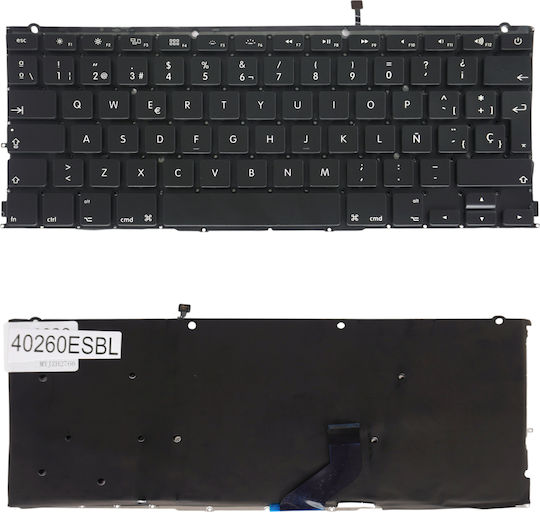 Spanish Laptop Keyboard Apple Macbook Pro 13" A1425 Late 2012 Early 2013 661-7016 607-9612 818-2985 Md212ll/a Me662ll/a Spanish No Frame Backlit Black Code 40260esbl