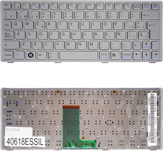 Teclado Español Para Portátil Spanish Laptop Keyboard Sony Vaio W117 W217 Vpc-w Vpc-w111 Vpc-w112 Vpc-w121 Vpc-w211 148748123 148748183 148748213 Aesy2e00010 Es Silver Κωδ.40618essil
