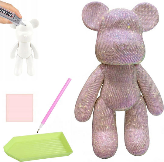 Set Creativ Pictură cu Diamante Ursuleț 3D Accesorii Incluse 33 X 51 Cm Roz