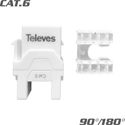 Televes 209901 Keystone Jack Rj45 Utp Cat.6 Feminin 90°/180° Alb Televes 209901 Keystone Jack Rj45 Utp Cat.6 Feminin 90°/180° Alb