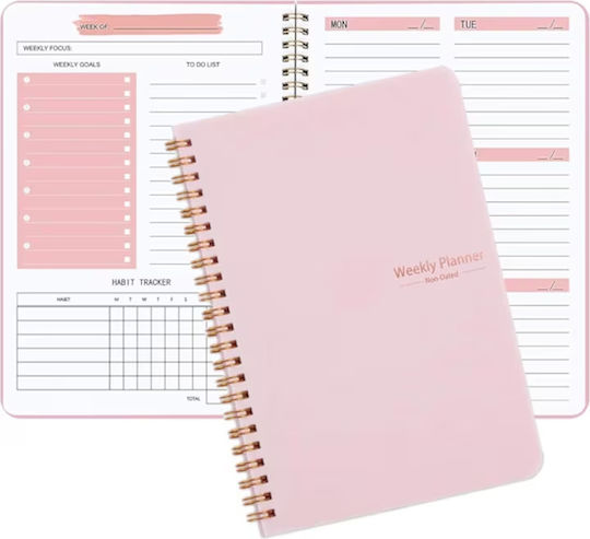 Weekly Planner 52 Weeks Habit Tracker 20.5x14.2cm Pink