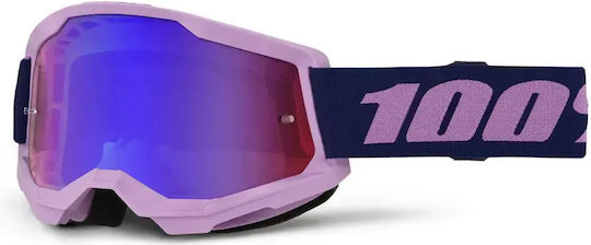 100% Strata 2 Goggles Mirrored Lens Double Layer Foam Not Tear-Off Compatible
