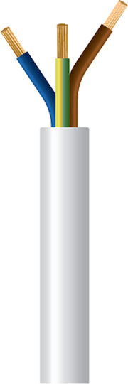 Καλώδιο Ρεύματος Εύκαμπτο Λευκό Wairel H05vv-f 3x1.5mm² 100m