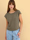 Women's Short Sleeve Blouse Green