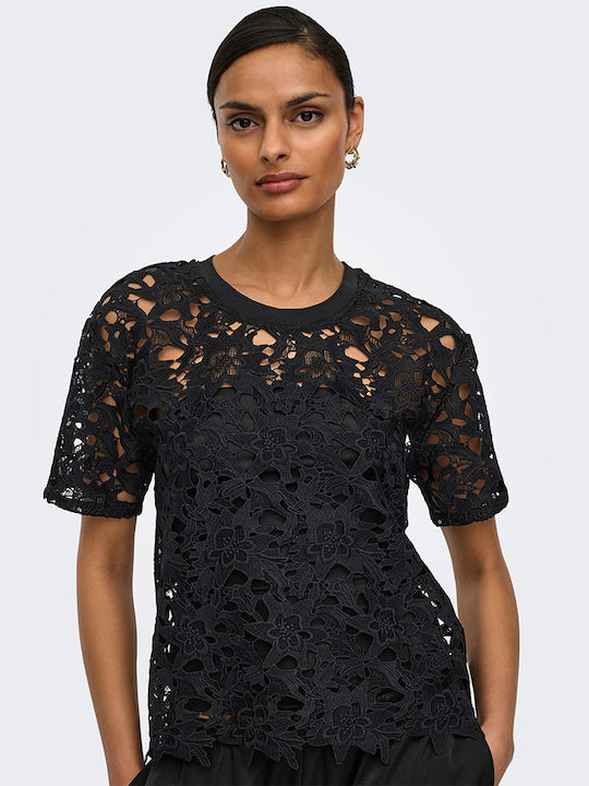 Jdy Damen Bluse Kurzärmelig Schwarz