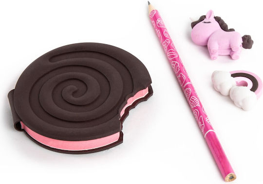 Cookie Journal Set Duftzubehör Zola 80-Seiten Notizbuch Bleistift 2 Radiergummis Schokoladen Himbeer Aroma