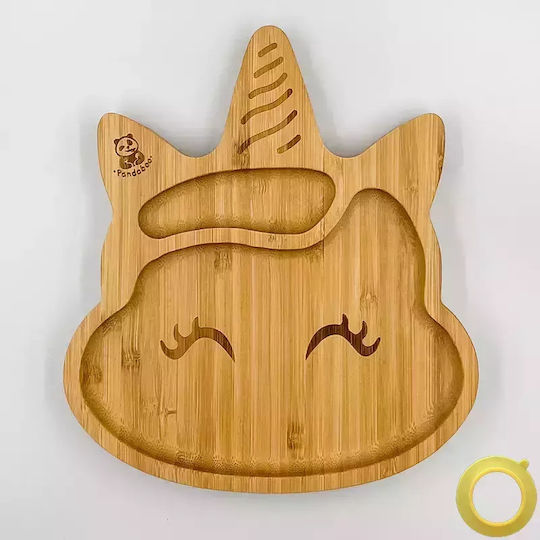 Pandaboo Kids Food Plate Made of Bamboo Yellow