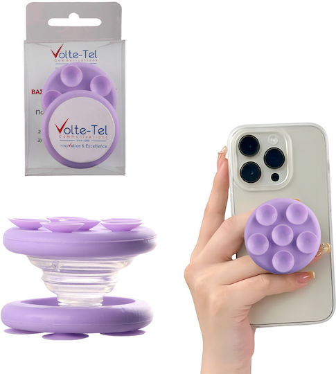 Volte-tel Pop Stand Suction Cup Silicone Double Sided Round Small Devices Purple