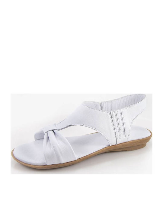 Leder Flache Sandalen für Damen Weiß