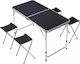 Set Masă Din Aluminiu Pentru Mobilier De Camping Pliabil În Caz În Care 120x60x55cm Negru