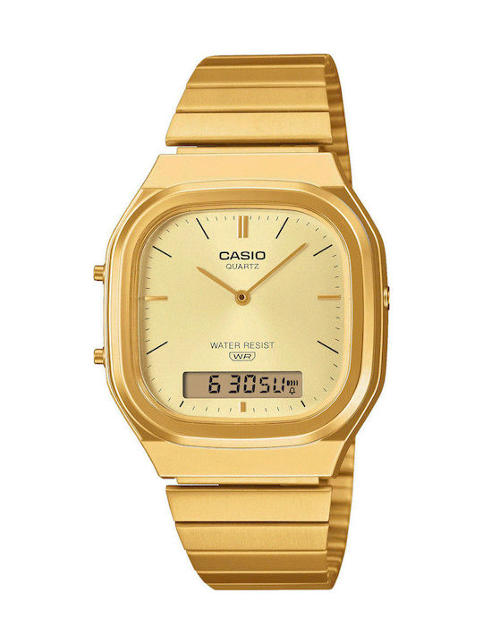Casio Digital Men's Watch 35.8mm Battery with Gold Metal Bracelet