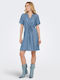 Summer Mini Shirt Dress Light Blue