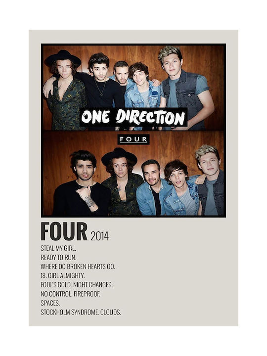 Music Poster Four One Direction Ms636 21cm X 30cm Λευκό Κάδρο Pvc