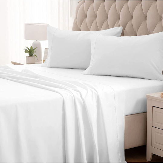 Oxford Home Σετ Σεντόνια Μονά 160x260εκ. Λευκό (3τμχ)