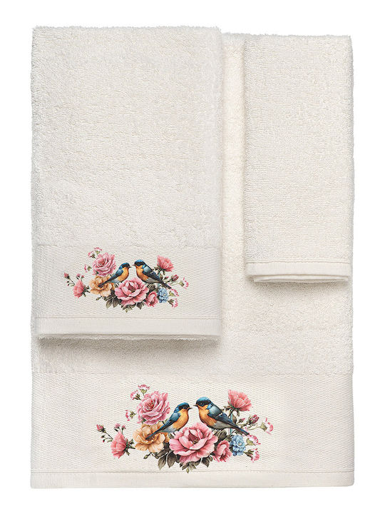 Beauty Home Σετ Πετσέτες Μπάνιου 3τμχ 3555 Εκρού Βάρους 500gr/m²