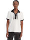 Women's Polo Blouse Short Sleeve Coconut Milk