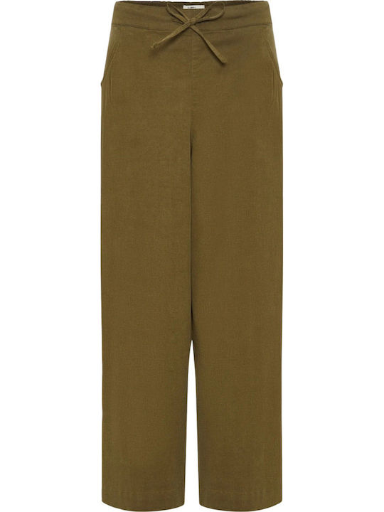 Funky Buddha Women's Fabric Trousers Brown