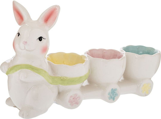 Farfurie Ceramică Albă Ouă Iepuraș 21,5x6,5x13 cm