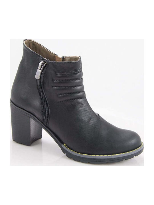 Leder Damen Stiefeletten Schwarz