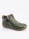 Leather Women's Ankle Boots Green