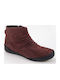 Leather Women's Ankle Boots Burgundy
