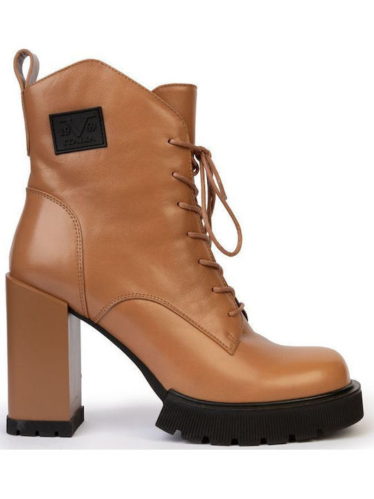 Leather Women's Ankle Boots Beige