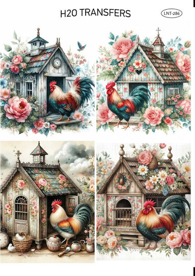 Hârtie Easy Transfer Cocoși Flori Lnt-286 25x35cm