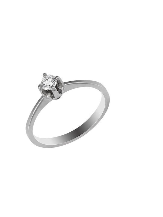 Kontopoulos Single Stone Ring From 14K White Gold With Diamond