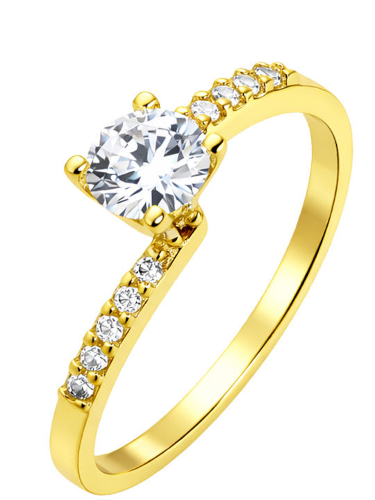 Single Stone Ring From 9K Gold With Zircon