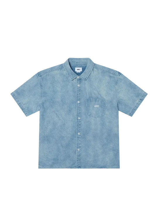 Obey Short Sleeve Shirt Bleached Indigo