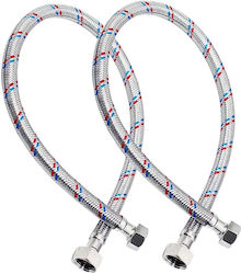 Avizar Braided Flexible Hose 50cm F1/2 F3/8 Sanitary Connections Grey