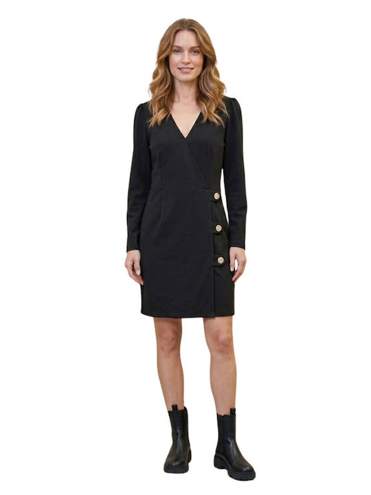 Rochie-Cămașă Mini Wrap-Around Little Negru