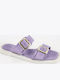 Leather Women's Flat Sandals Purple