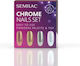 Semilac Gift Set Nails Set Chrome Nails Shade White Gold Silver