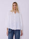 Celestino Damenhemden Mit Stickerei Durchbrochene Details Loose Fit Weiß