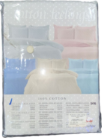 Sunshine Set Cearceafuri Single Bumbac Roz Cu Buline 160x270cm