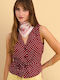 Sleeveless Women's Shirt Spice Red Polka Dot