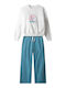 Kids Sweatpants Set White Petrol Blue
