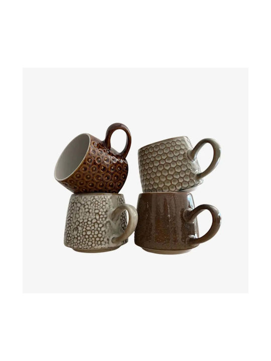 Phos & Gaia Cană Ceramică Maro 440ml 4 Bucăți