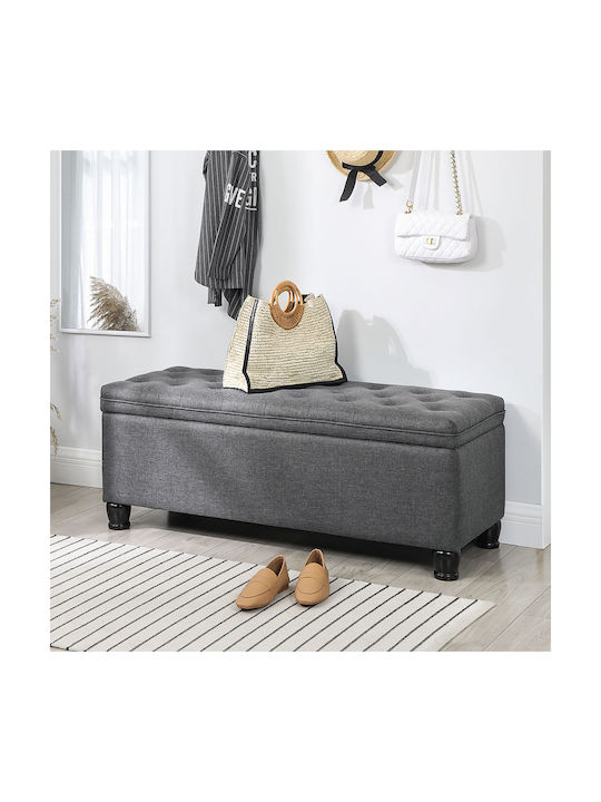 Bench Stool with Storage Space Wooden Gray 118x45x45cm