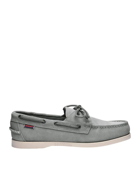 Sebago Δερμάτινα Ανδρικά Boat Shoes σε Γκρι Χρώμα