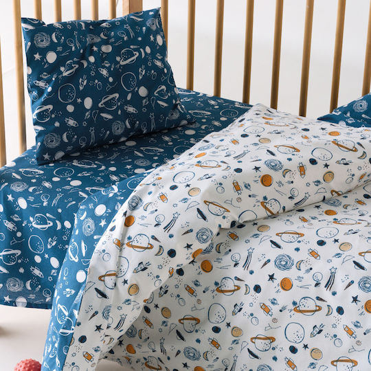 Kentia Сет Бебешки Чаршафи За Кошара Памучни Сини 120x170см 3бр
